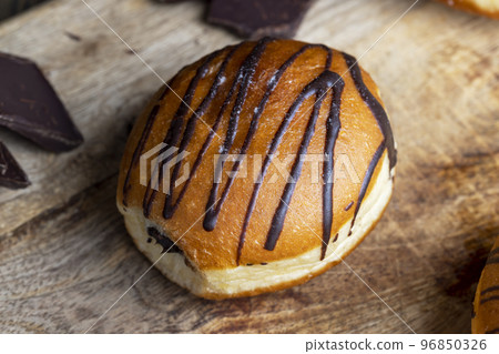 Yeast Sweet Donuts with Chocolate Filling 96850326