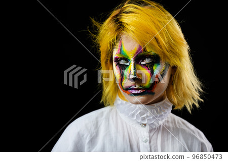 Colorful face art woman Colorful face art woman 96850473