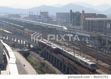 Tokaido/Sanyo Shinkansen N700 series going through Himeji city Tokaido/Sanyo Shinkansen N700 series going through Himeji city 96850765