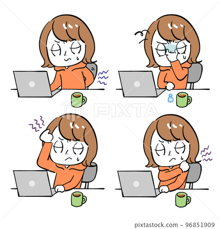 Female desk work worries Summary 96851909