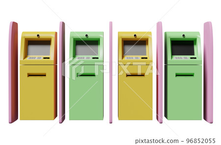 withdrawal cash with atm machine transaction isolated. 3d illustration, 3d render 96852055