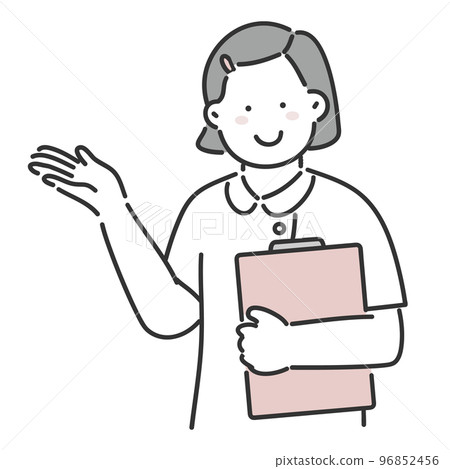 Illustration of a female nurse giving guidance 96852456