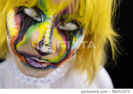 Colorful face art woman 96852975