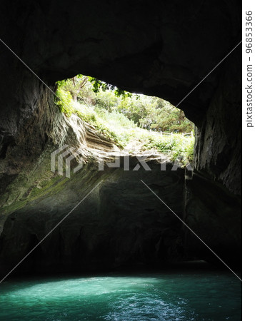 Dogashima's Blue Cave seen from a boat Dogashima's Blue Cave seen from a boat 96853366
