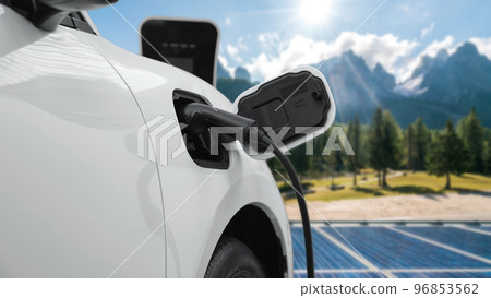 Progressive renewable and clean energy technology of EV car and solar cell. Progressive renewable and clean energy technology of EV car and solar cell. 96853562