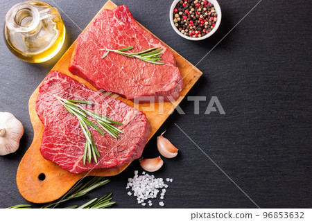 raw beef steak with spice raw beef steak with spice 96853632
