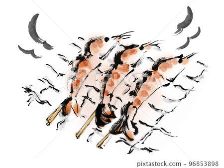 烤蝦手繪日式插畫素材 96853898
