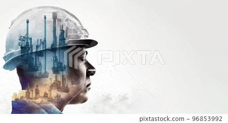 Future factory plant and energy industry devotion concept in creative design 96853992