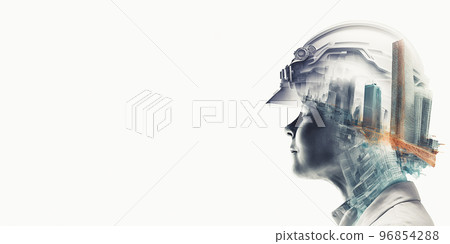 Building construction engineering project devotion with double exposure design 96854288