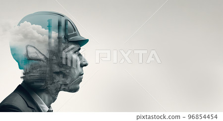 Future factory plant and energy industry devotion concept in creative design 96854454