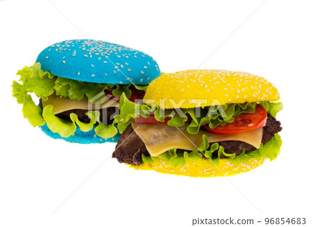 burger with colored bun isolated burger with colored bun isolated 96854683