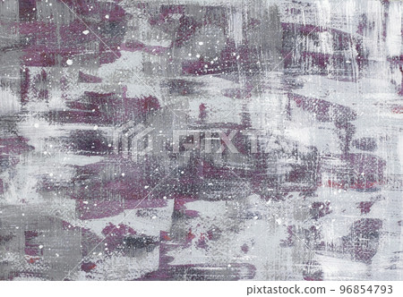 Hand-painted gray and burgundy abstract painting. A simple image of a blank, minimalist, monochrome background with acrylic brush strokes. Stains of white paint on a modern fashion painting 96854793