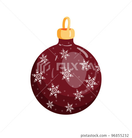 Chocolate Christmas ball with cute snowflakes. Christmas tree decoration. Vector illustration on a white background. Chocolate Christmas ball with cute snowflakes. Christmas tree decoration. Vector illustration on a white background. 96855232