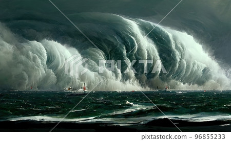 AI generated digital art AI generated image stormy seascape with massive tidal wave AI generated digital art AI generated image stormy seascape with massive tidal wave 96855233