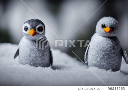 AI generated polar penguin toy made from felted wool digital art AI generated image. AI generated polar penguin toy made from felted wool digital art AI generated image. 96855263