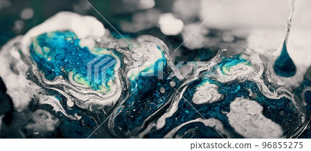 Spectacular scene of blue liquid ink churning . Digital art 3D illustration. Spectacular scene of blue liquid ink churning . Digital art 3D illustration. 96855275