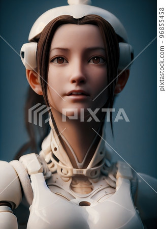 Spectacular fantasy character of robot girl semi human portrait. Spectacular fantasy character of robot girl semi human portrait. 96855458