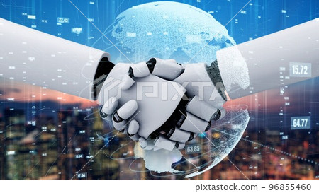 Futuristic robot artificial intelligence huminoid AI data analytic technology Futuristic robot artificial intelligence huminoid AI data analytic technology 96855460