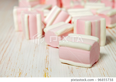 sweet pink marshmallows on white table sweet pink marshmallows on white table 96855738