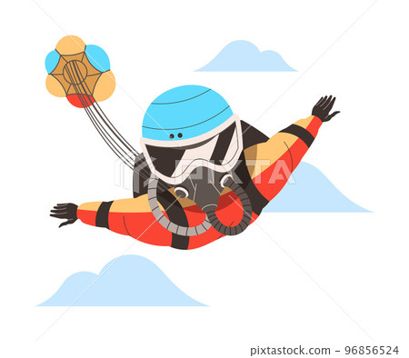 Man Character Skydiving Falling Down with Parachute Vector Illustration Man Character Skydiving Falling Down with Parachute Vector Illustration 96856524