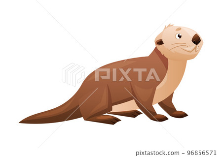Sea Otter as Marine Mammal and Aquatic Creature with Brown Coat and Long Tail Vector Illustration 96856571