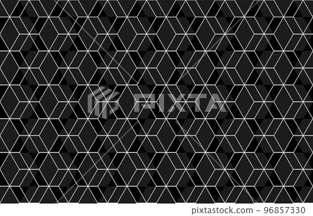Hexagonal abstract geometric background. Geometrical horizontal 3d seamless pattern, dark texture with white geometry elements. Fashion grid vector design Hexagonal abstract geometric background. Geometrical horizontal 3d seamless pattern, dark texture with white geometry elements. Fashion grid vector design 96857330