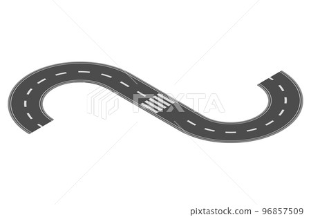 Isometric road element for highway city street map traffic creation. Asphalt part of road and route with curve Isometric road element for highway city street map traffic creation. Asphalt part of road and route with curve 96857509