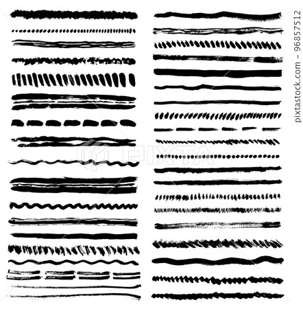 Lines texture. Black ink grunge paint brush strokes. Painted ink stripes, design elements. Vector illustration Lines texture. Black ink grunge paint brush strokes. Painted ink stripes, design elements. Vector illustration 96857512