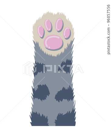 Cat paw. Cute cartoon domestic animal foot isolated on white background. Furry kitten paw. Footprint icon 96857556