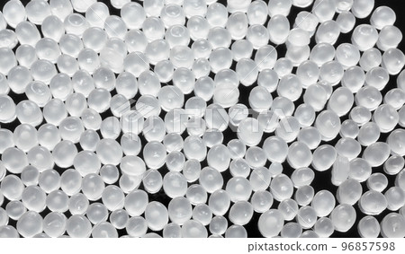 Close up picture of polypropylene granules, selective focus. 96857598