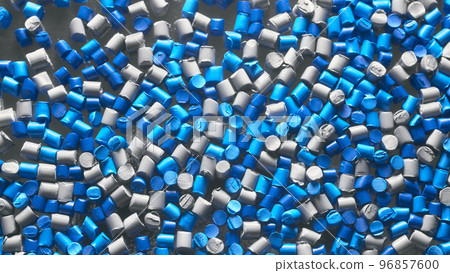 Close up picture of color masterbatch pellets, selective focus. Close up picture of color masterbatch pellets, selective focus. 96857600