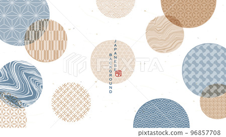 現代日本圖案圓框背景 96857708
