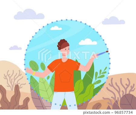 Personal barrier. Introvert person break or setting personale boundaries, privat boundary trust limits concept safezone shape himself protection intimate border vector illustration 96857734