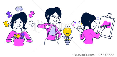 Woman Brainstorming Creative Idea Painting 96858228