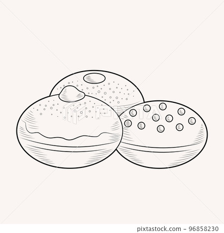 Hanukkah Celebration Sufganiyot Hand Drawn Hanukkah Celebration Sufganiyot Hand Drawn 96858230