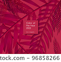 Background from abstract tropical leaves coloured in trendy magenta colour 96858266