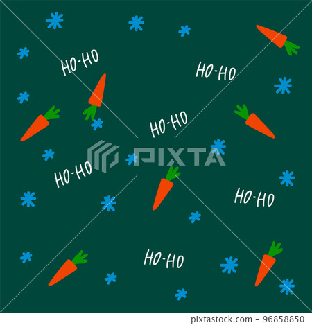 New Year's pattern for the year of the hare. Merry Christmas and Happy New Year for posters, holiday covers. With carrot hare inscription in doodle background. 96858850