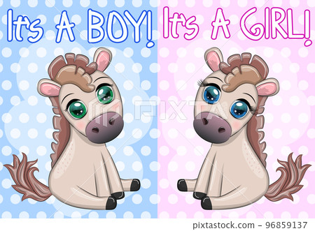 Baby shower party with cute cartoon horse, pony boy and girl Baby shower party with cute cartoon horse, pony boy and girl 96859137