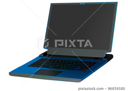 3d rendering of modern gaming colorful laptop on white background 96859380