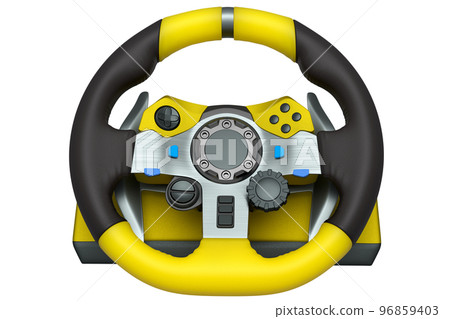 Realistic leather steering wheel isolated on a white background. Realistic leather steering wheel isolated on a white background. 96859403
