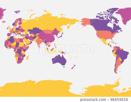 World blank map - Asia, Australia and Pacific Ocean centered. High detailed political map of World World blank map - Asia, Australia and Pacific Ocean centered. High detailed political map of World 96859838