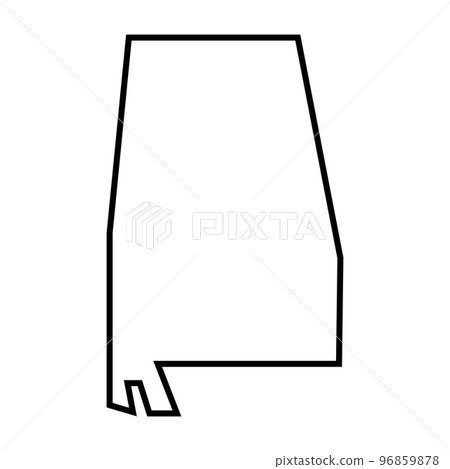 Alabama state of United States of America, USA. Simplified thick black outline map. Simple flat vector illustration 96859878