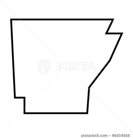 Arkansas state of United States of America, USA. Simplified thick black outline map. Simple flat vector illustration 96859888