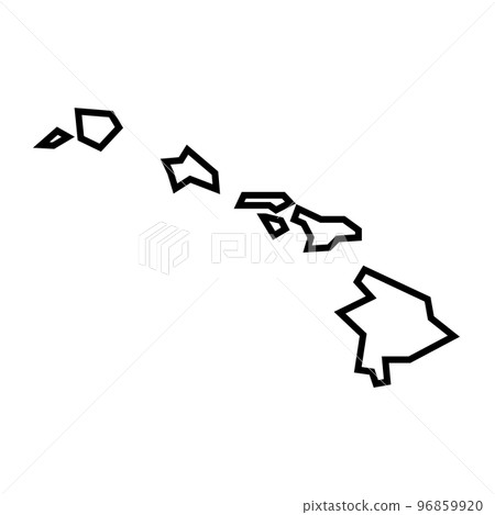 Hawaii state of United States of America, USA. Simplified thick black outline map. Simple flat vector illustration 96859920