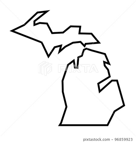 Michigan state of United States of America, USA. Simplified thick black outline map. Simple flat vector illustration 96859923