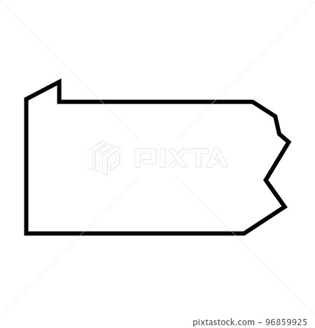 Pennsylvania state of United States of America, USA. Simplified thick black outline map. Simple flat vector illustration 96859925