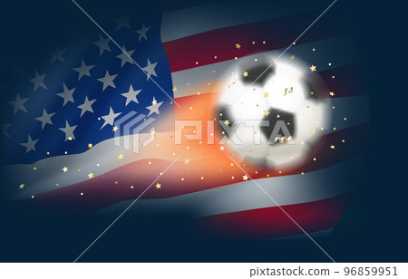 Flying soccer ball with flag of USA. 3d vector illustration 96859951