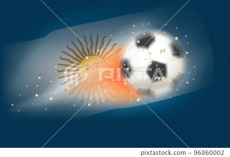 Flying soccer ball with flag of Argentina. 3d vector illustration 96860002