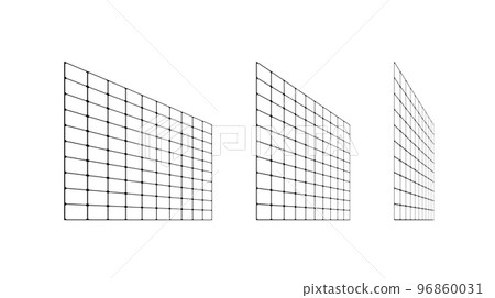 Flat grid surface set. Rectangle vertical plane in different perspective. Different angles design elements collection. Vector Flat grid surface set. Rectangle vertical plane in different perspective. Different angles design elements collection. Vector 96860031