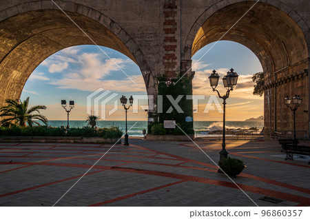 Street Lamp at Sunset 96860357